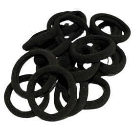 Hair Bands Bobbles Elastics Thick Endless Design Snag Free Bright Colours - 20 Pack (Black)