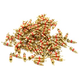 Hovom 100PCS Car Tire Valve Core, American/US Nickel-Plated Valve Stem Cores, Standard Tire Valves Stem Core Replacement Part, Universal for Cars SUVs Bicycles Trucks Motorcycles (Golden)