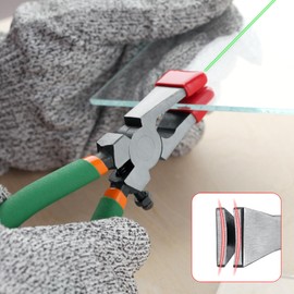 LEONTOOL 6-Inch Glass Running Pliers for Glass Cutting with Rubber Tips, Key Fob Pliers with Curved Jaws Glass Cutting Pliers Glass Cutting Tools for Key Fob Hardware Install and Stained Glass Work