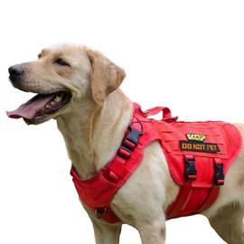 No Pull Dog Harness -Tactical Dog Harness - Military Dog Vest with Adjustable - Dog Harness for Small Dogs, Service Dog, Red
