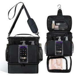 WHCPCYO Black Shower Double Layer Wet and Dry Separation Caddy Portable for College Dorm Room Essentials,Portable Shower Caddy Dorm with 4-Pocket Large Capacity,Shower Bag for Beach,Swimming,Gym