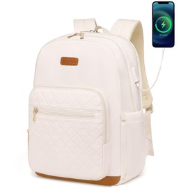 Laptop Backpack for Women, Fits 15.6 inch Travel Backpack with USB Charging Port, Stylish Quilted Work Business Computer Bag