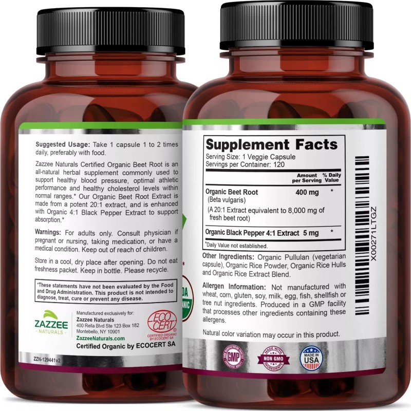 USDA Organic Extra Strength Beet Root 20:1 Extract 8000 mg