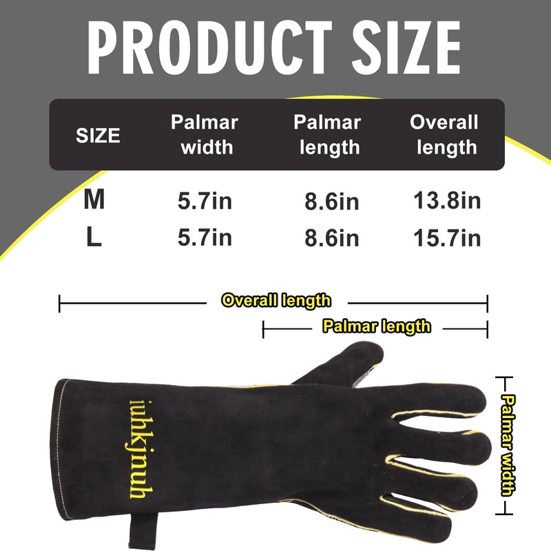 iuhkjnuh Fireplace Gloves Fire Heat Resistant: Fireproof Leather for Fireplace