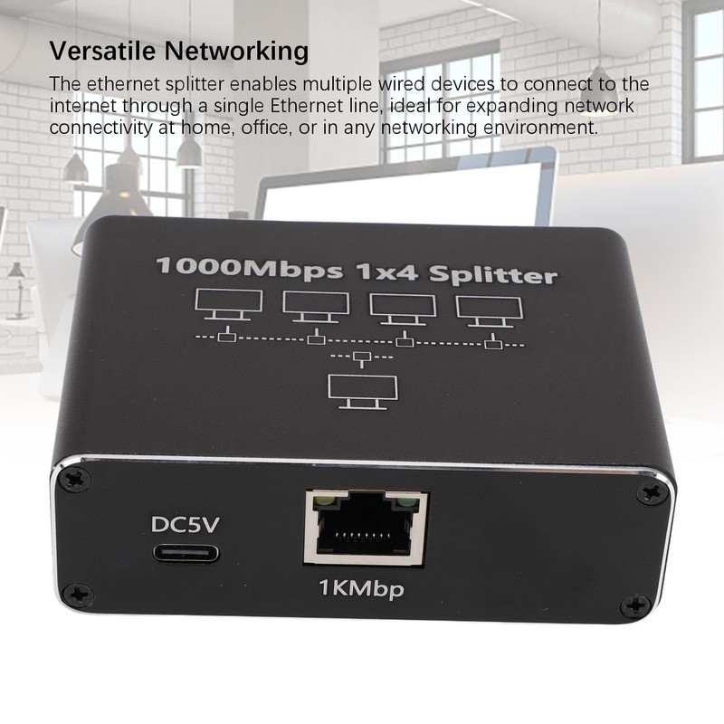 Ethernet Splitter 1 to 4 High Speed 1000Mbps, Network HUB,