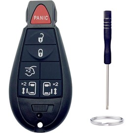 Key Fob Shell Replacement for Dodge Ram 1500 2500 3500 Durango Grand Caravan Journey Jeep Grand Cherokee Chrysler Town Country 6 Button Car Keyless Entry Remote Control Key Fob Case Cover (6 Button)