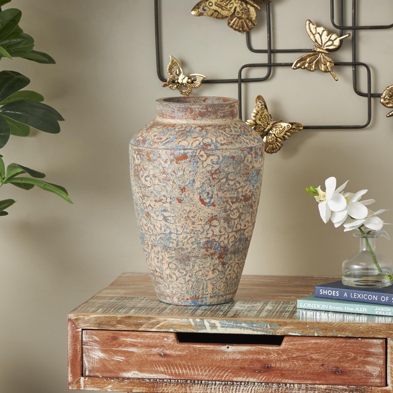Deco 79 Ceramic Scroll Decorative Vase Antique Style Centerpiece Vase