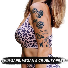 6-Pack Semi-Permanent Temporary Tattoos – Realistic Butterfly & Snake Designs – Waterproof Fake Tattoos for Adults & Teens – Lasts 1-2 Weeks, Vegan Plant-Based Ink