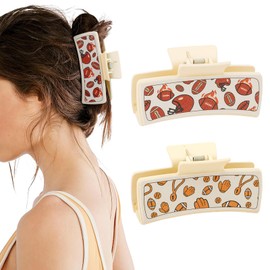 Hapdoo 2PCS Football Hair Clips, Square Hair Clips Party Accessories for Game Day, 4” Western Hair Clips Set Country Stuff Gifts for Women Girls