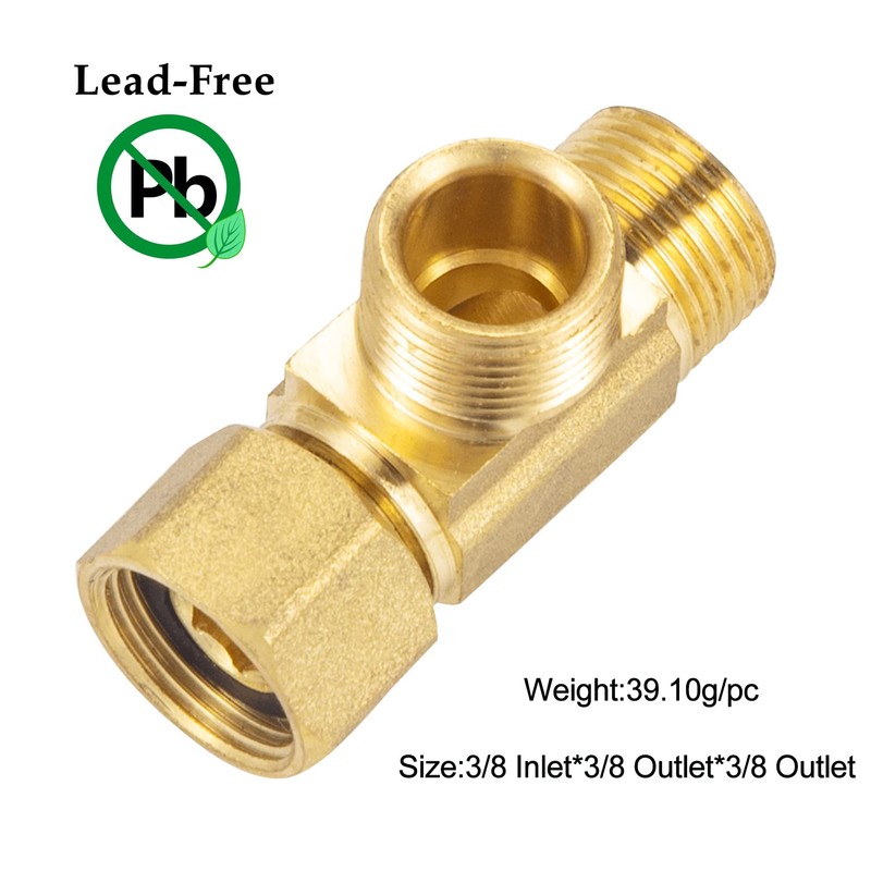 Breezliy Brass Angle Stop Add-A-Tee Valve,3/8-Inch Compression Inlet X 3/8-Inch