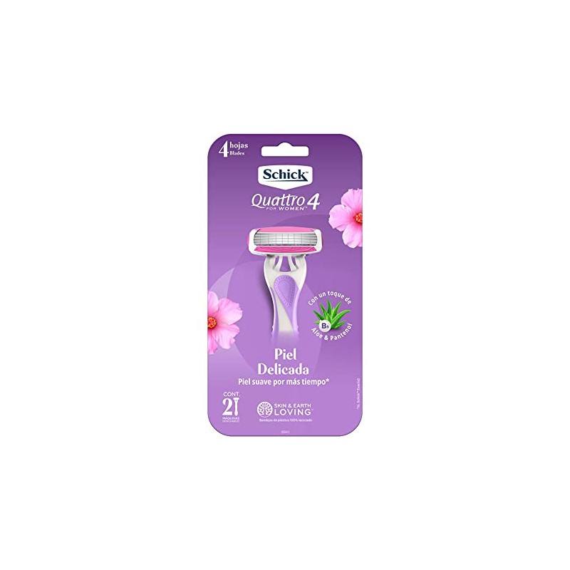 Schick Quattro Rastrillos para Mujer Piel Delicada 2 pz