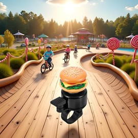 Bike Bell, Hamburger Shape Bike Bell, Funny Cartoon Cheeseburger, Loud Crisp Clear Sound for Balance Bike, Scooter, Bikes Accessories