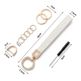 AOKSUNOVA PU Leather Keychain Pink Wristlet Car Key Chain Holder Keychain Lanyard Wristlet Strap