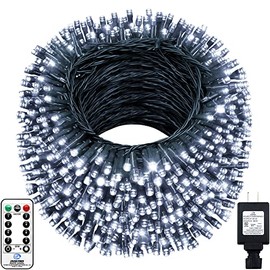 KNONEW Outdoor Christmas Lights 1000 LED 403ft String Lights 8 Modes & Timer Fairy Light Plug in Waterproof LED String Lights for Xmas Yard Tree Wedding Party Holiday Decorations (Cool White)