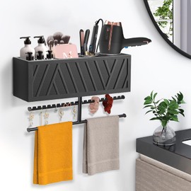Rustic Hair Dryer Holder Wall Mounted,Hair Styling Tools & Accessories Organizer,Bathroom Supplies & hot Tools vanities Organizer Caddy,for Storage Flat Iron,Blow Dryer,Curling Iron,Towel