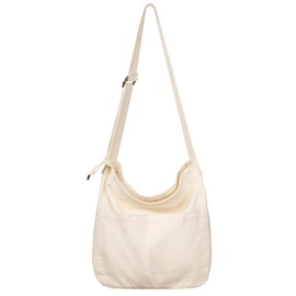 Etercycle Canvas Tote Bag for Women, Large Crossbody Hobo Bag Casual Shoulder Bag Shopping Handbags Messenger Bags (Beige)