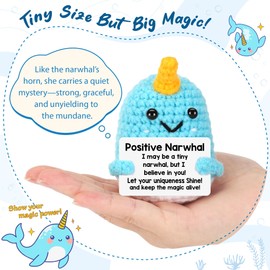 Mini Narwhal Back to School Gifts for Teens Daughter College Student First Day of School Gift, Birthday Gifts for Women Men, Emotional Inspirational Support Positive Crochet Animals Cute Stuff Narwhal