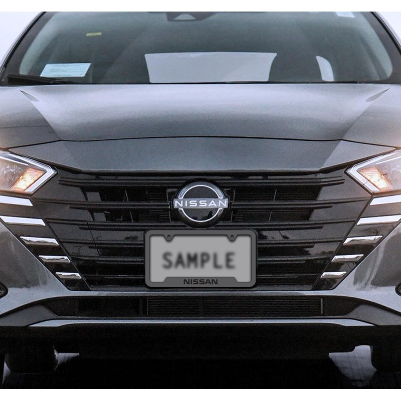 Nissan Wordmark Black on Black Metal License Plate Frame Holder