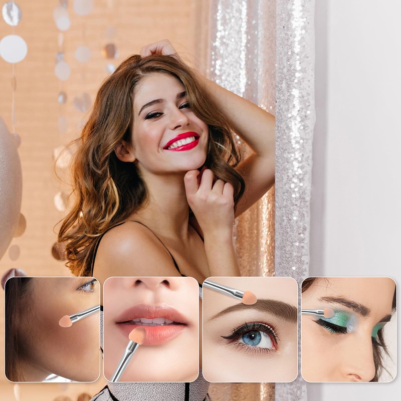 Jeffdad 20Pcs Long Eyeshadow Applicators Sponge Eyeshadow Brush Sets, Reusable