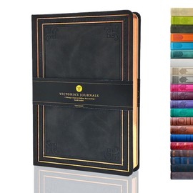 VICTORIA'S JOURNALS Leatherette Vintage Journal Hard Cover Lined Notebook Old Looking Travel Pocket Diary, Mini B6 Size 4.7'' x 6.5''