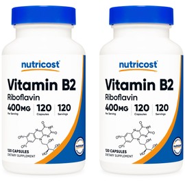Nutricost Vitamin B2 (Riboflavin) 400mg, 120 Capsules (2 Bottles)