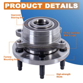 KUIPERAUTO Front/Rear Wheel Hub Bearing Assembly 2 PCS Compatible for 2011-2020 Ford Explorer, Compatible for 2013-2020 Ford Police Interceptor Utility 5 Lugs Replace 512460