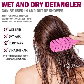 Detangler Brush by Fiora Naturals - 100% Bio-Friendly Detangling brush w/Ultra-Soft Bristles - Glide Through Tangles with Ease - For Curly, Straight, Black Natural, Women, Men, Kids - Dry and Wet Hair