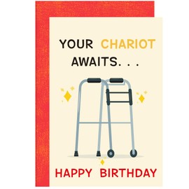 ORYCOOL Funny Birthday Cards for Men, Male Birthday Card, Dad Birthday Card, Husband Birthday Card, 60th, 70th, 80th Birthday Card(Chariot)