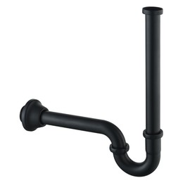 SEABEFORE Brass P Trap U-Shape 1 1/4 inch Sink Drain Pipe with Slip Joint Extension Tub,12 inch Vertical Pipe length Adjustable Height Sink Waste Trap Drain Kit Matte Black,SE83555MB-L