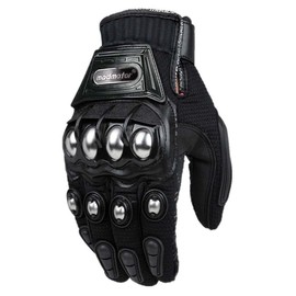 Madmotor Reinforced Safety Gloves with Knuckle Protection - Breathable, Adjustable for Motorcycle and Powersports - Sleek Black Design (Black, X-Large)