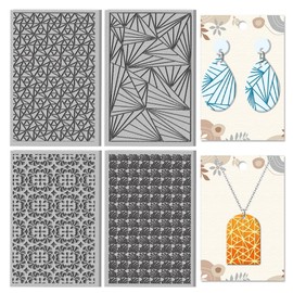 CHGCRAFT 4 Sheets 4 Style Flowers Tone Textured Mat Geometric Pattern Polymer Clay Texture Leaves DIY Tools for Earring Jewellery Making 4 x 2.6 Inches