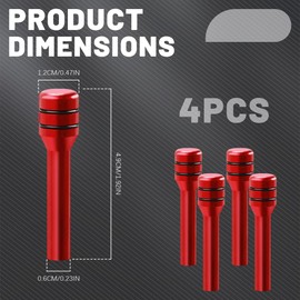 HEVLE 4PCS Car Door Lock Knobs, Vehicle Door Lift Bolt, Aluminum Alloy Door Lock Cover Decor, 0.47" x 1.93" Automotive Door Lock Switches, Universal Car Accessories Safety Door Lock Pin (Red)