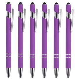 PATIKIL Writing Instrument Stylus Pen Ballpoint Pen Stylus Tip 2 in 1 Black Ink 1.0mm Medium Point for Touch Screen Style 1 Purple 6 Pack