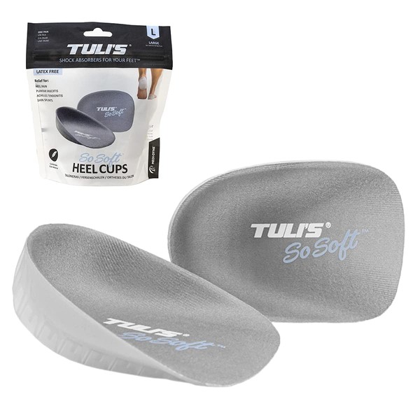 Tuli's So Soft Heavy Duty Gel Heel Cups Provide Relief for Plantar Fasciitis, Heel Pain, and Shock Absorption, Regular