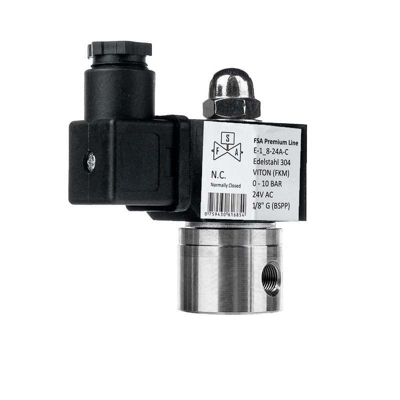 FSA Viton Solenoid Valve Stainless Steel 304 1/8 Inch 24