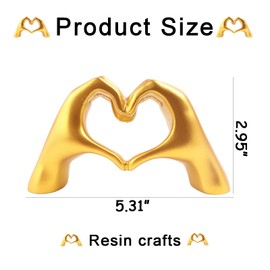 HUYCZ Gold Heart Hands Sculpture Small Love Finger Statue Cute Shelf Decor for Living Room Bedroom Office Coffee Table Modern Aesthetic Home Decor & Unique Gift