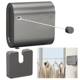 Qivine 4.2 m Clothesline Extendable Wall, 20 kg Weight Capacity, Stainless Steel Rope, Extendable Washing Line Balcony for Balcony, Laundry Room, Apartment (Grey)