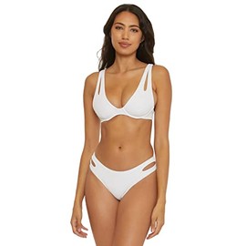 Becca by Rebecca Virtue Women's Standard Modern Edge Underwire Bra Bikini Top, Adjustable, Swimwear Separates, White