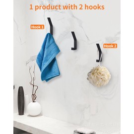 FAOKZE Coat Hooks, Pack of 8, Wall Mounted, Towel Hooks, No Drilling, Coat Hooks Wall for Jackets, Coats, Clothes, Scarves, Handbags and More (Black)