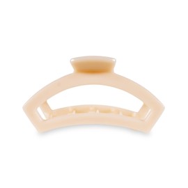 TELETIES - Medium Open Hair Clip - For Thin to Medium-Thick Hair - Strong Grip, Bendable Teeth, Comfortable Cutout Design - All Hair Textures - Almond Beige