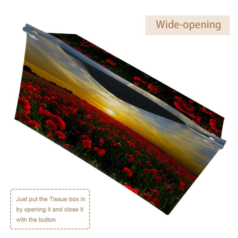 2 Pack Tissue Box Cover Holder, Sunset Field Poppy Sun