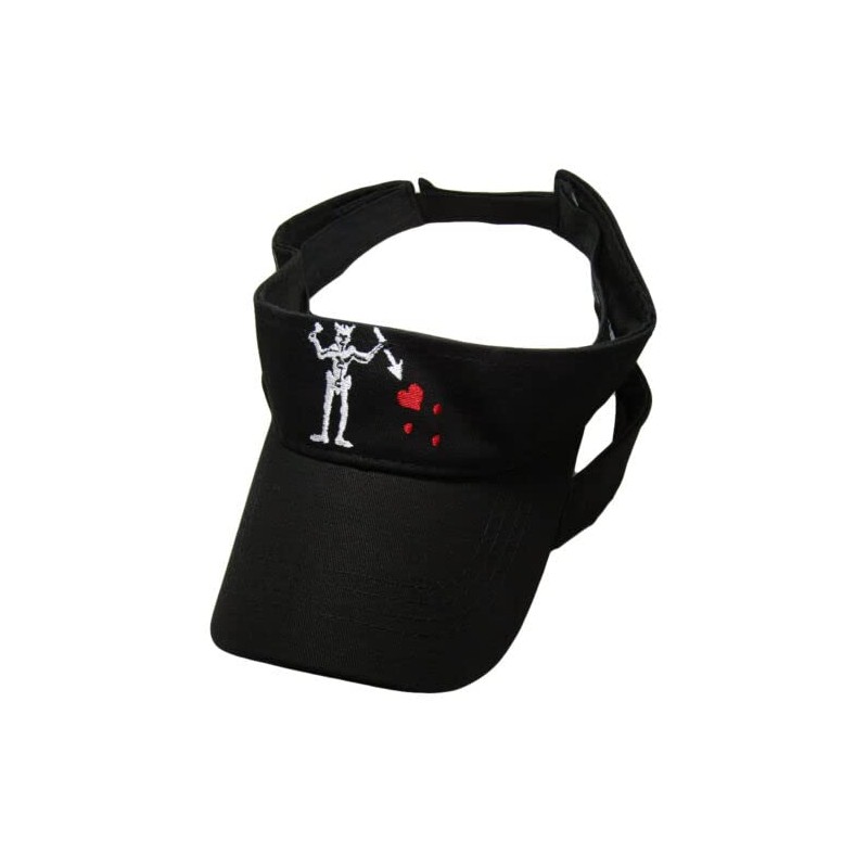 Pirate Blackbeard Edward Teach Black Embroidered Visor Hat Cap Premium