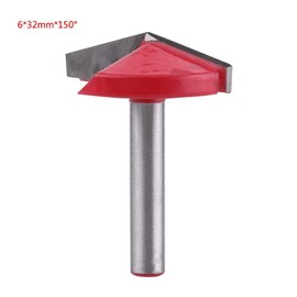 Jeanoko Tungsten Steel Woodworking CNC Milling Cutter Bit Sharpness V-Groove Cutting Tool 6 mm Carbide Chamfer Taper Cutter (6 x 32 mm x 150°)