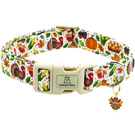 Lionheart glory Turkey Dog Collar, Thanksgining Day Dogs Collar Adjustable Soft Comfortable Collars for Large Dogs Girl or Boy Pet Gift Fall Cute Collar Quick Release Plastic Buckle