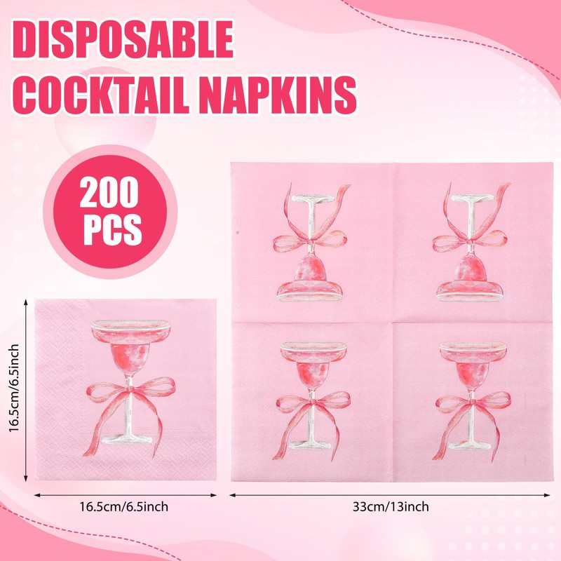 Janlaugh 200 Pcs Espresso Martini Paper Napkins with Bow Espresso