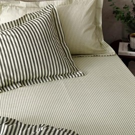 Yard Hebden Mélange Stripe Cotton Fitted Sheet - King - Black