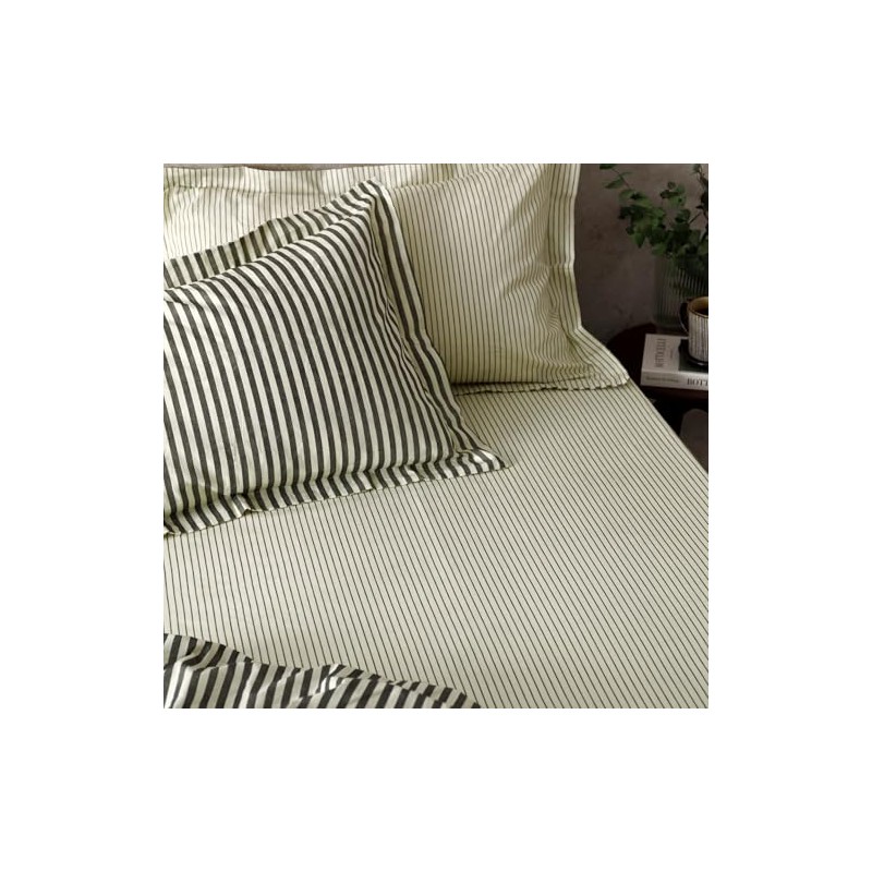 Yard Hebden Mélange Stripe Cotton Fitted Sheet - King -