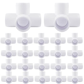 3/4 Inch 4 Way PVC Pipe Fitting connectors, 20Pack PVC Elbow Fittings for SCH40 PVC Pipe, PVC Pipe Tee Corner Fitting- Build Heavy Duty PVC Furniture,4 Way PVC Pipe Joint.