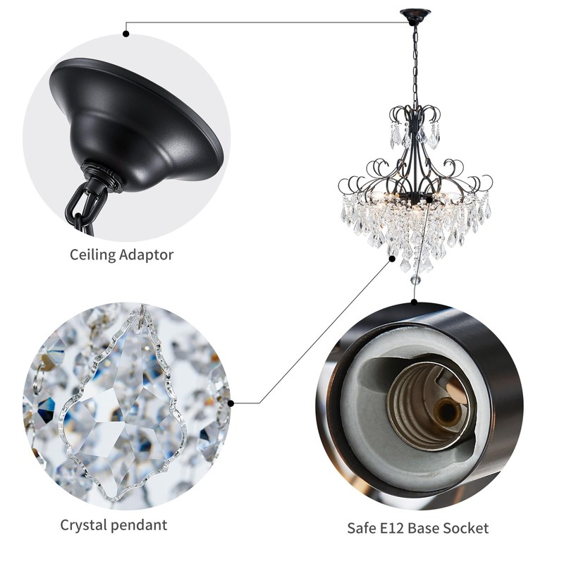 WUZUPS Crystal Chandelier 10-Light Pendant Ceiling Light Modern Lighting Fixture