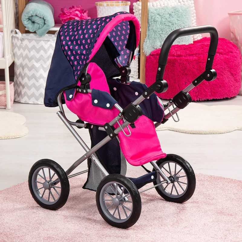 Bayer: Baby Doll City Star Pram in Polka Dots, Blue/Pink